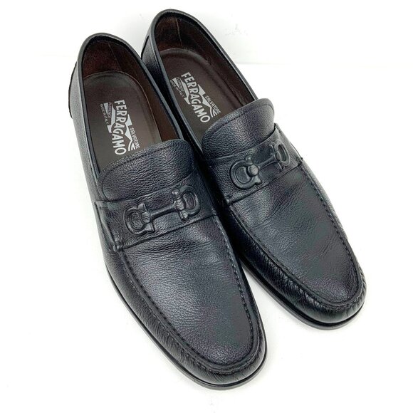 Salvatore Ferragamo Other - SALVATORE FERRAGAMO  Faraone Embossed Black Leather Loafers Size 13D